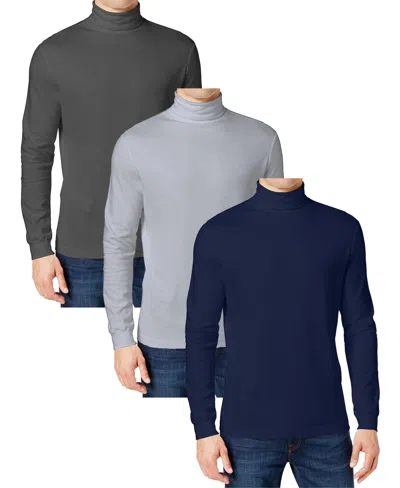 Galaxy By Harvic Men's 3-pack Long Sleeve Turtle Neck T-shirt In Multi
