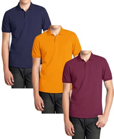 Galaxy By Harvic Men's 3-pack Polo Avenue Short Sleeve Pique Polo Shirt