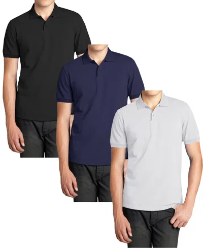 Galaxy By Harvic Men's 3-pack Polo Avenue Short Sleeve Pique Polo Shirt