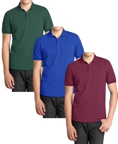 Galaxy By Harvic Men's 3-pack Polo Avenue Short Sleeve Pique Polo Shirt