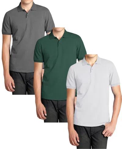 Galaxy By Harvic Men's 3-pack Polo Avenue Short Sleeve Pique Polo Shirt