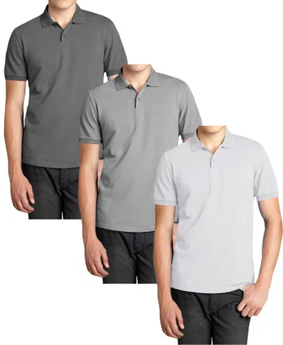 Galaxy By Harvic Men's 3-pack Polo Avenue Short Sleeve Pique Polo Shirt In Multi