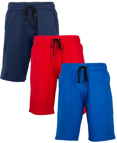 Galaxy By Harvic Men's 3-pack Tech Fleece Performance With Heat Seal Zipper Pocket Shorts In Multi