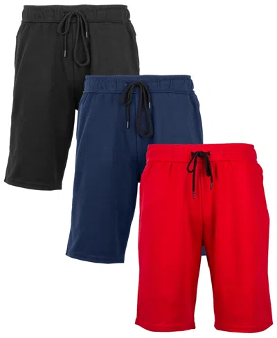 Galaxy By Harvic Men's 3-pack Tech Fleece Performance With Heat Seal Zipper Pocket Shorts