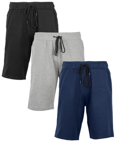 Galaxy By Harvic Men's 3-pack Tech Fleece Performance With Heat Seal Zipper Pocket Shorts