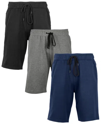 Galaxy By Harvic Men's 3-pack Tech Fleece Performance With Heat Seal Zipper Pocket Shorts