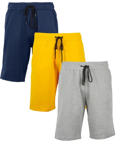 Galaxy By Harvic Men's 3-pack Tech Fleece Performance With Heat Seal Zipper Pocket Shorts