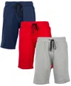 Galaxy By Harvic Men's 3-pack Tech Fleece Performance With Heat Seal Zipper Pocket Shorts