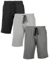 Galaxy By Harvic Men's 3-pack Tech Fleece Performance With Heat Seal Zipper Pocket Shorts