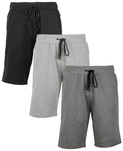 Galaxy By Harvic Men's 3-pack Tech Fleece Performance With Heat Seal Zipper Pocket Shorts