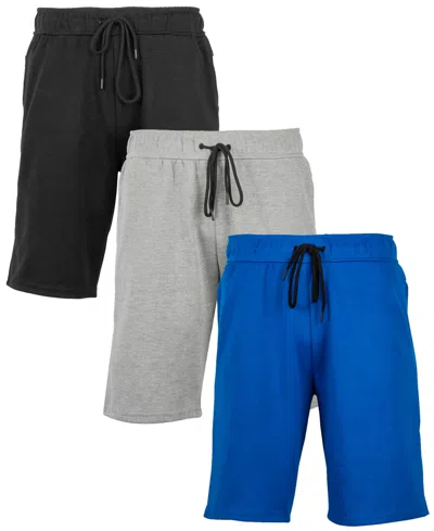 Galaxy By Harvic Men's 3-pack Tech Fleece Performance With Heat Seal Zipper Pocket Shorts
