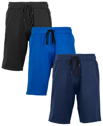 Galaxy By Harvic Men's 3-pack Tech Fleece Performance With Heat Seal Zipper Pocket Shorts In Multi