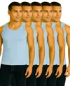 Galaxy By Harvic Men's 5-pack Heavyweight Ribbed Tank Top In Blue