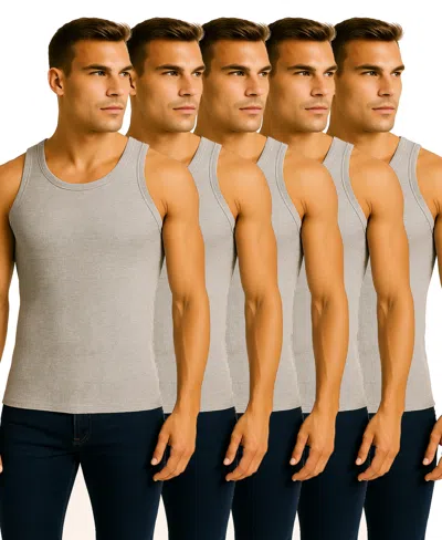 GALAXY BY HARVIC MEN'S 5-PACK HEAVYWEIGHT RIBBED TANK TOP