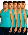 Galaxy By Harvic Men's 5-pack Heavyweight Ribbed Tank Top In Blue