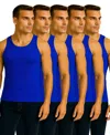 Galaxy By Harvic Men's 5-pack Heavyweight Ribbed Tank Top In Blue