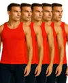 Galaxy By Harvic Men's 5-pack Heavyweight Ribbed Tank Top In Red