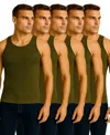 Galaxy By Harvic Men's 5-pack Heavyweight Ribbed Tank Top In Multi