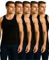 Galaxy By Harvic Men's 5-pack Heavyweight Ribbed Tank Top In Black