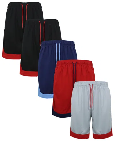 Galaxy By Harvic Men's 5-pack Lightweight Breathable Moisture Wicking Mesh Shorts In Multi