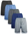 Galaxy By Harvic Men's 5-pack Lightweight Breathable Moisture Wicking Mesh Shorts In Multi