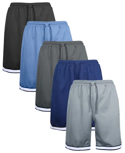 Galaxy By Harvic Men's 5-pack Lightweight Breathable Moisture Wicking Mesh Shorts In Multi