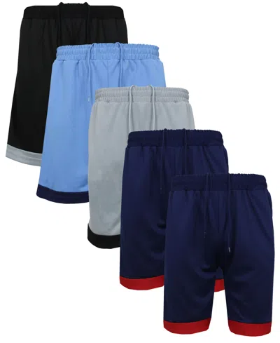 Galaxy By Harvic Men's 5-pack Lightweight Breathable Moisture Wicking Mesh Shorts In Multi