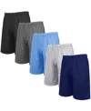 Galaxy By Harvic Men's 5-pack Lightweight Breathable Moisture Wicking Mesh Shorts In Multi