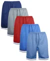 Galaxy By Harvic Men's 5-pack Lightweight Breathable Moisture Wicking Mesh Shorts In Multi