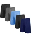 Galaxy By Harvic Men's 5-pack Lightweight Breathable Moisture Wicking Mesh Shorts In Multi