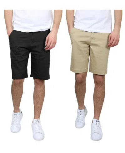 Galaxy By Harvic Men's 5 Pocket Flat Front Slim Fit Stretch Chino Shorts, Pack Of 2 In Multi