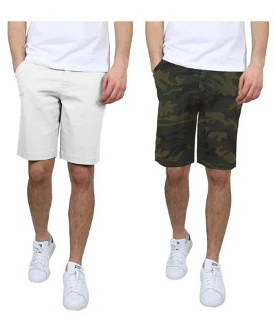 Galaxy By Harvic Men's 5 Pocket Flat Front Slim Fit Stretch Chino Shorts, Pack Of 2 In Multi