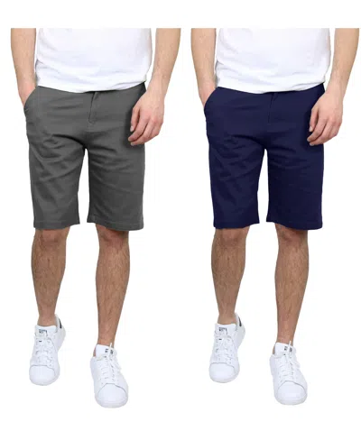 Galaxy By Harvic Men's 5 Pocket Flat Front Slim Fit Stretch Chino Shorts, Pack Of 2 In Multi