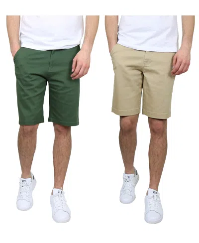 Galaxy By Harvic Men's 5 Pocket Flat Front Slim Fit Stretch Chino Shorts, Pack Of 2 In Multi