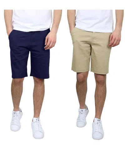 Galaxy By Harvic Men's 5 Pocket Flat Front Slim Fit Stretch Chino Shorts, Pack Of 2 In Multi