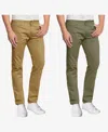 Galaxy By Harvic Men's 5-pocket Ultra-stretch Skinny Fit Chino Pants, Pack Of 2 In Olive,timber