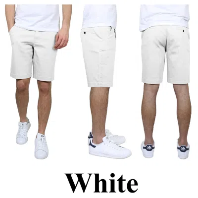 Galaxy By Harvic Men's 5-pocket Flat-front Slim-fit Stretch Chino Shorts In White