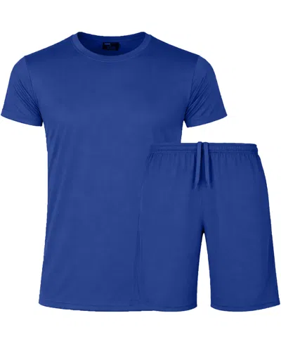 Galaxy By Harvic Men's Athletic T-shirt And Shorts, 2-piece Set In Blue