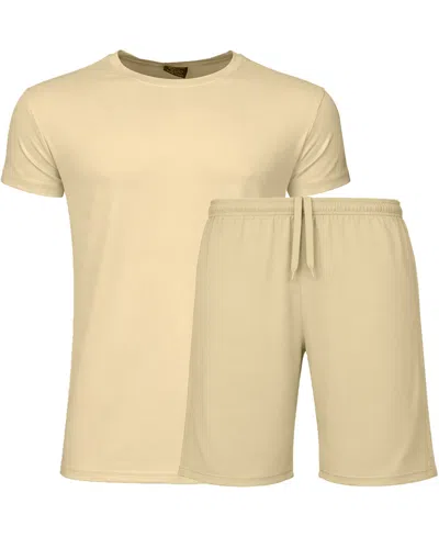 Galaxy By Harvic Men's Athletic T-shirt And Shorts, 2-piece Set In Gold