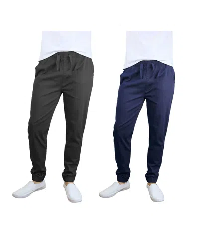 Galaxy By Harvic Men's Basic Stretch Twill Joggers, Pack Of 2 In Blue