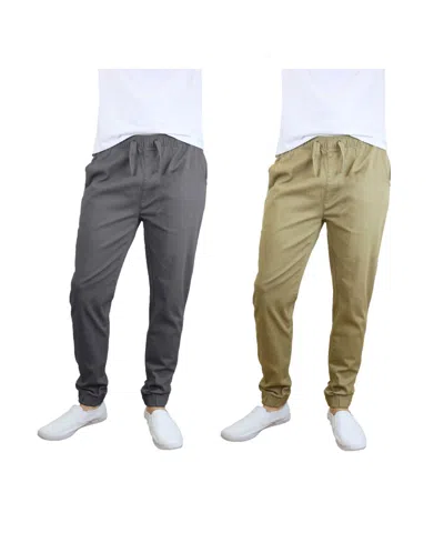 Galaxy By Harvic Men's Basic Stretch Twill Joggers, Pack Of 2 In Green