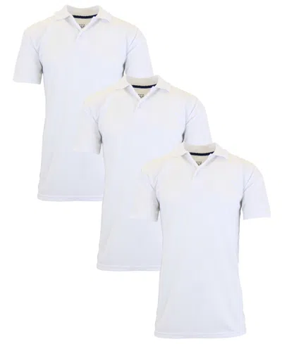 Galaxy By Harvic Men's Big & Tall Dry Fit Moisture-wicking Polo Shirt Set, 3-pack In White