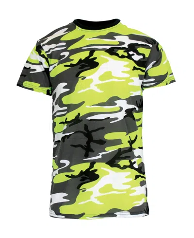 Galaxy By Harvic Men's Camo Printed Short Sleeve Crew Neck T-shirt In Neon Green Camo