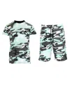 Galaxy By Harvic Men's Camo Short Sleeve T-shirt And Shorts, 2-piece Set In Mint Camo