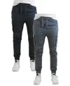 Galaxy By Harvic Men's Cotton Stretch Twill Cargo Joggers, Pack Of 2 In Black,gray