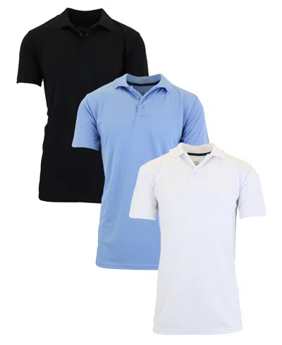 Galaxy By Harvic Men's Dry Fit Moisture-wicking Polo Shirt, Pack Of 3 In Multi