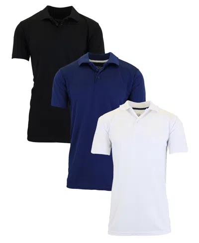 Galaxy By Harvic Men's Dry Fit Moisture-wicking Polo Shirt, Pack Of 3 In Multi