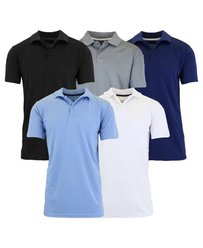 Galaxy By Harvic Men's Dry Fit Moisture-wicking Polo Shirt, Pack Of 5 In Multi