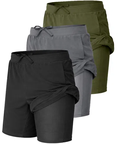 Galaxy By Harvic Men's Elastic Waist Stretch Running Shorts, 3-pack In Multi