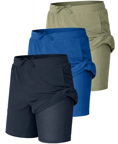 Galaxy By Harvic Men's Elastic Waist Stretch Running Shorts, 3-pack In Multi